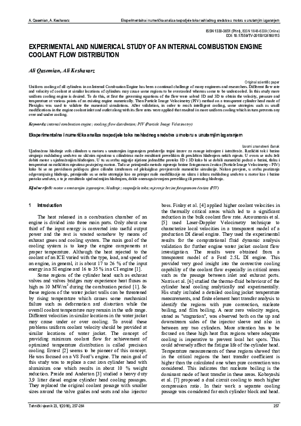 (PDF) Experimental and numerical study of an internal combustion engine ...