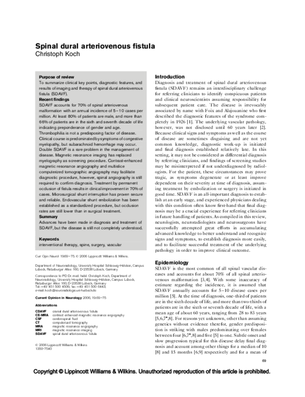 (PDF) Spinal Dural Arteriovenous Fistula | Lotfi Hacein-Bey - Academia.edu