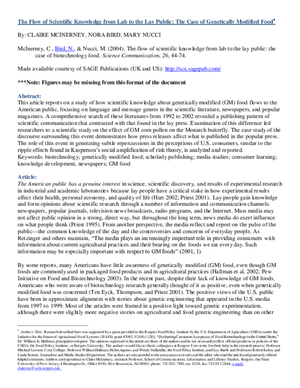 (PDF) The Flow of Scientific Knowledge from Lab to the Lay Public