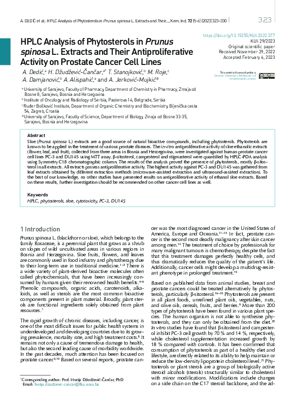 (PDF) HPLC Analysis of Phytosterols in Prunus spinosa L. Extracts and