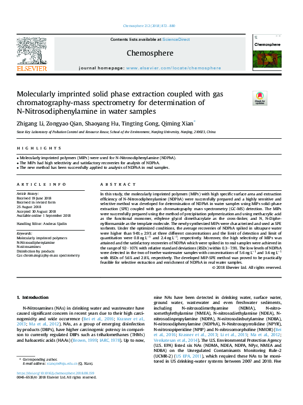 (PDF) Molecularly imprinted solid phase extraction for detection of ...