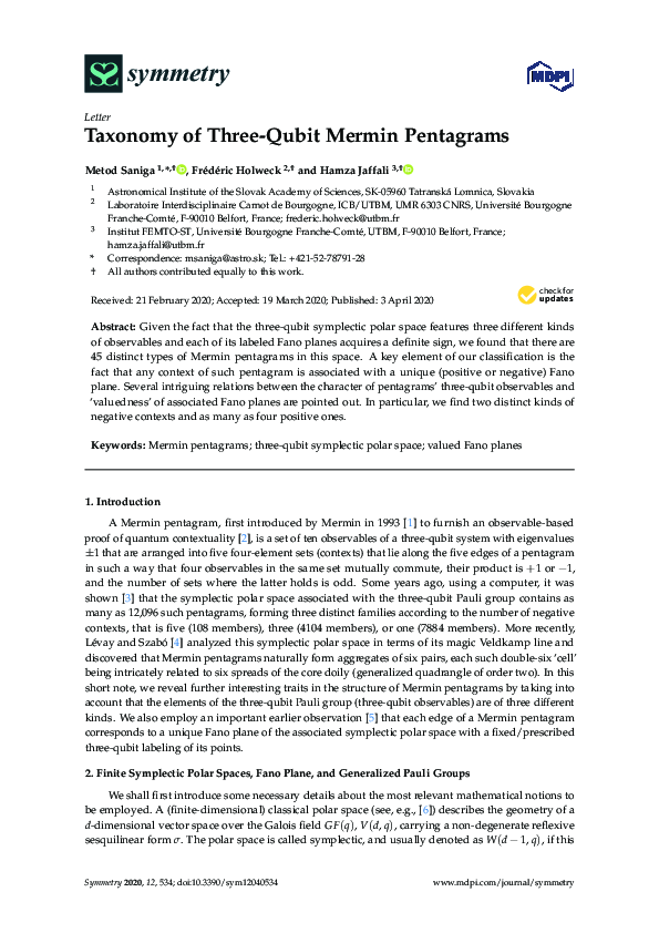 (PDF) A Finite-Geometric Classification of Three-Qubit Mermin ...