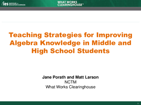 (PDF) Teaching Strategies for Improving Algebra Knowledge in Middle and ...