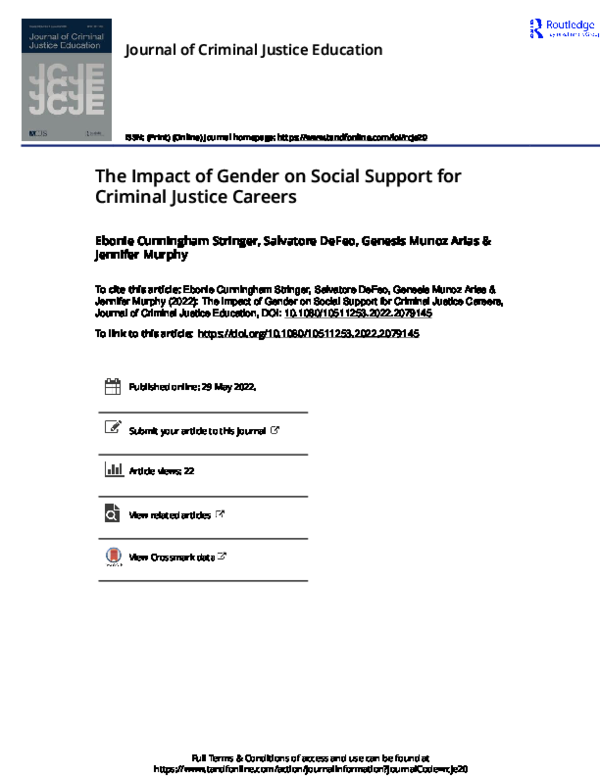 (PDF) The Impact of Gender on Social Support for Criminal Justice Careers