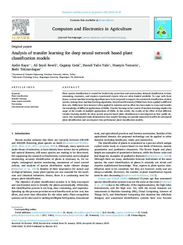 (PDF) Analysis of transfer learning for deep neural network based plant ...
