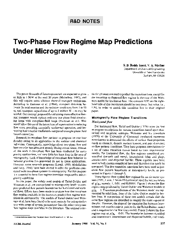 (PDF) Two‐phase flow regime map predictions under microgravity