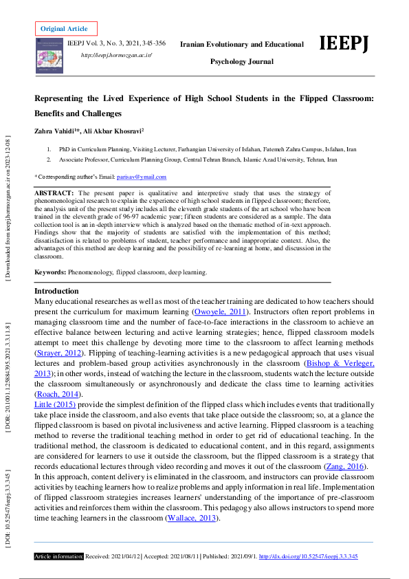 (PDF) Representing the Lived Experience of High School Students in the ...