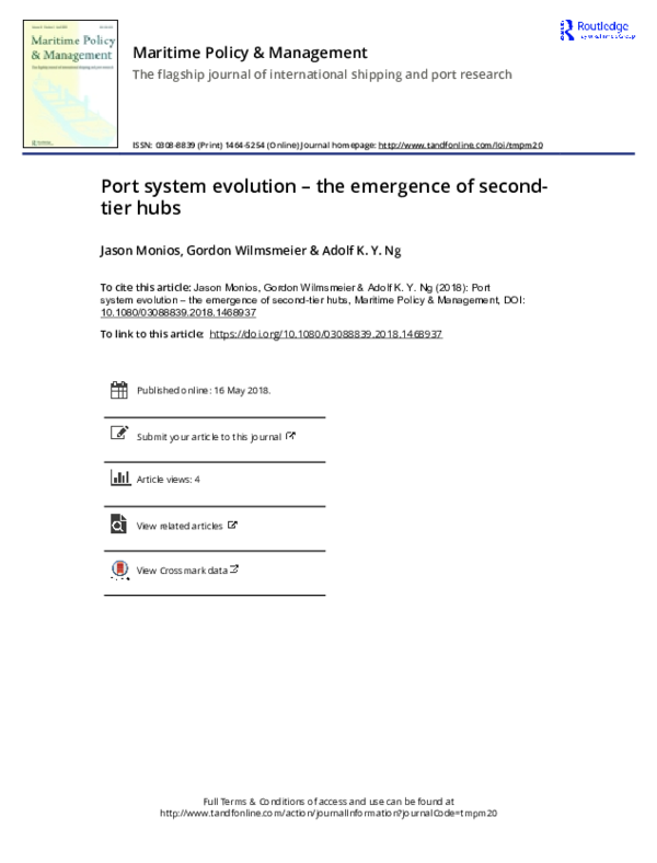 (PDF) Port system evolution – the emergence of second-tier hubs