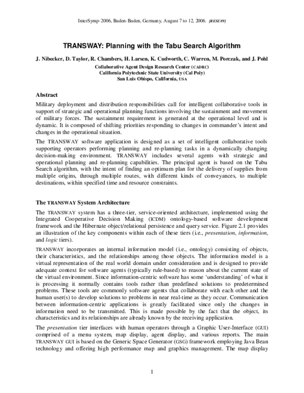 (PDF) TRANSWAY®: Planning with the Tabu Search Algorithm