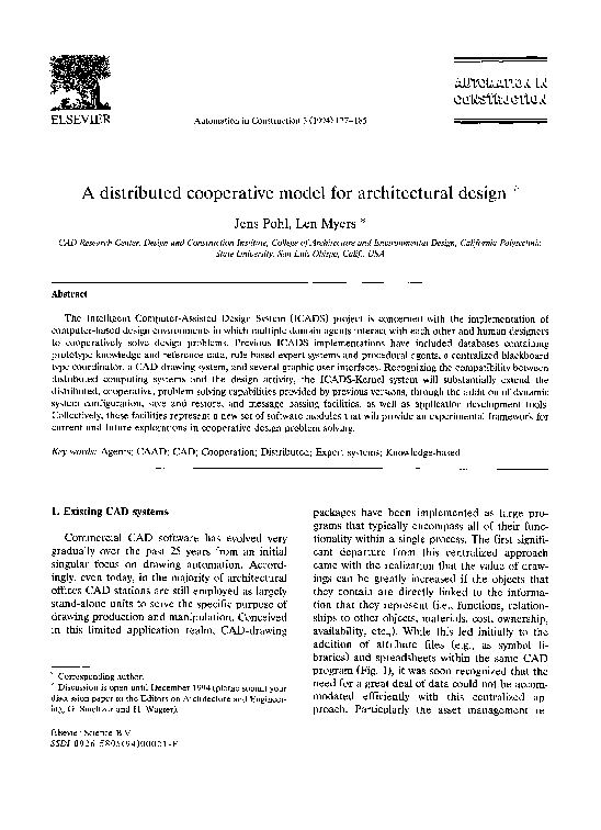 (PDF) A distributed cooperative model for architectural design