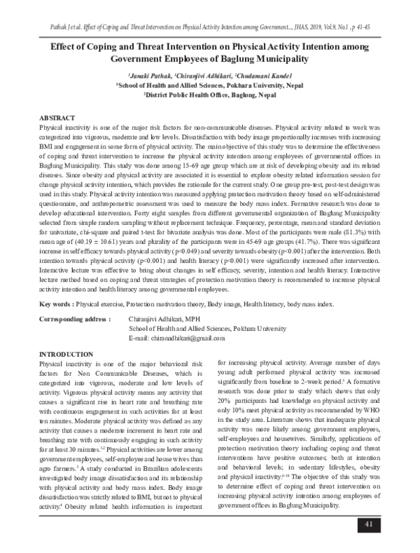 (PDF) Effect of Coping and Threat Intervention on Physical Activity ...