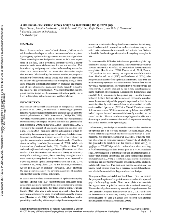 (PDF) A simulation-free seismic survey design by maximizing the ...