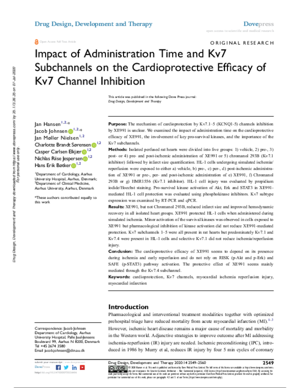 (PDF) Impact of Administration Time and Kv7 Subchannels on the ...