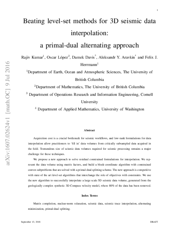 (PDF) Beating level-set methods for 3D seismic data interpolation: a ...