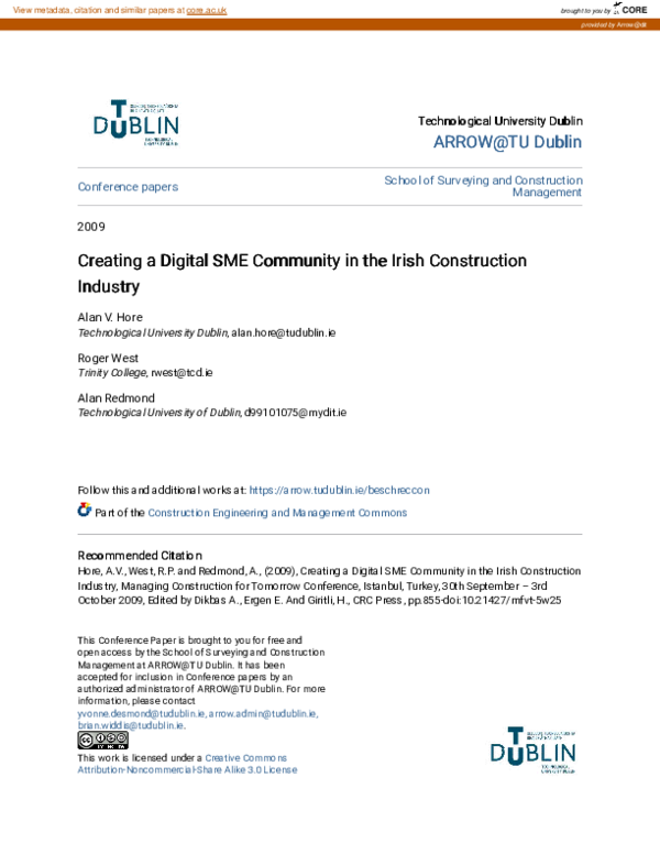 (PDF) Creating a Digital SME Community in the Irish Construction Industry