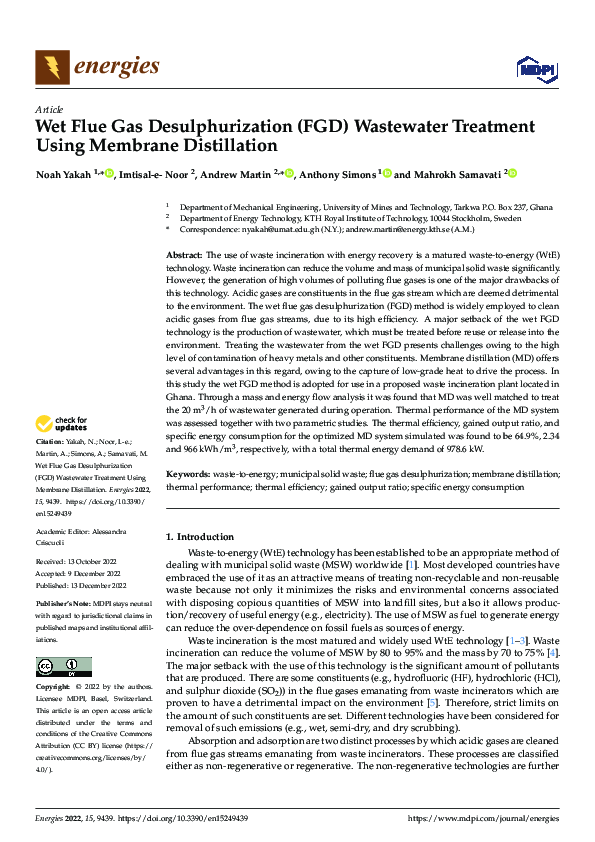 (PDF) Wet Flue Gas Desulphurization (FGD) Wastewater Treatment Using ...