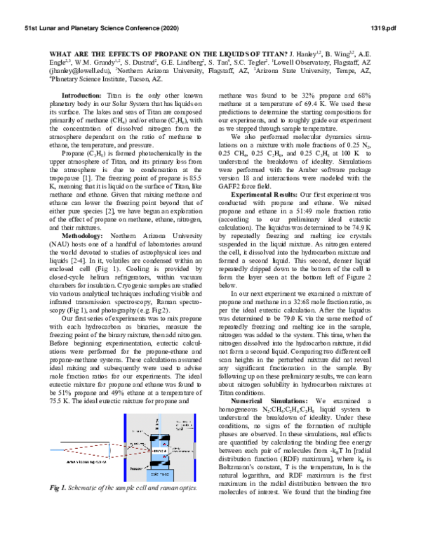 (PDF) The Effects of Propane on the Liquids of Titan