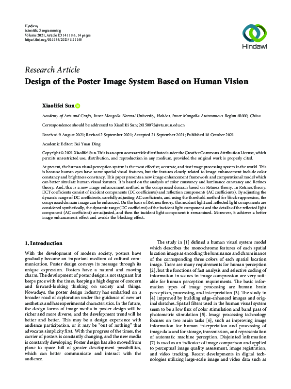 (PDF) Design of the Poster Image System Based on Human Vision