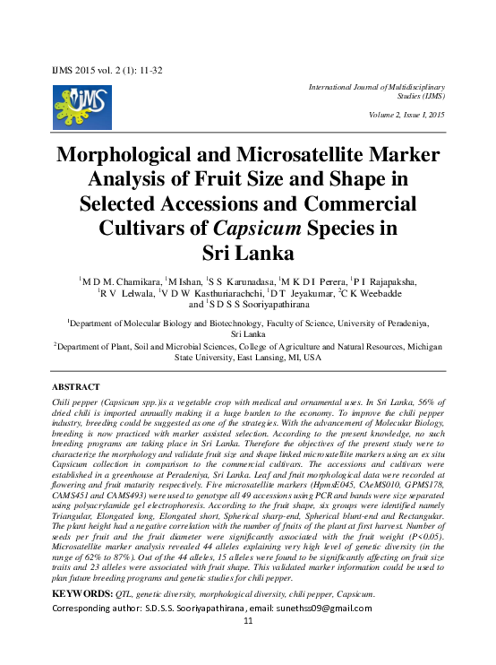 (PDF) Morphological and Microsatellite Marker Analysis of Fruit Size ...