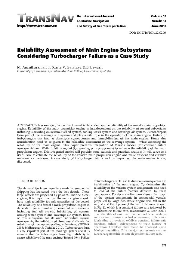 (PDF) Reliability Assessment of Main Engine Subsystems Considering ...