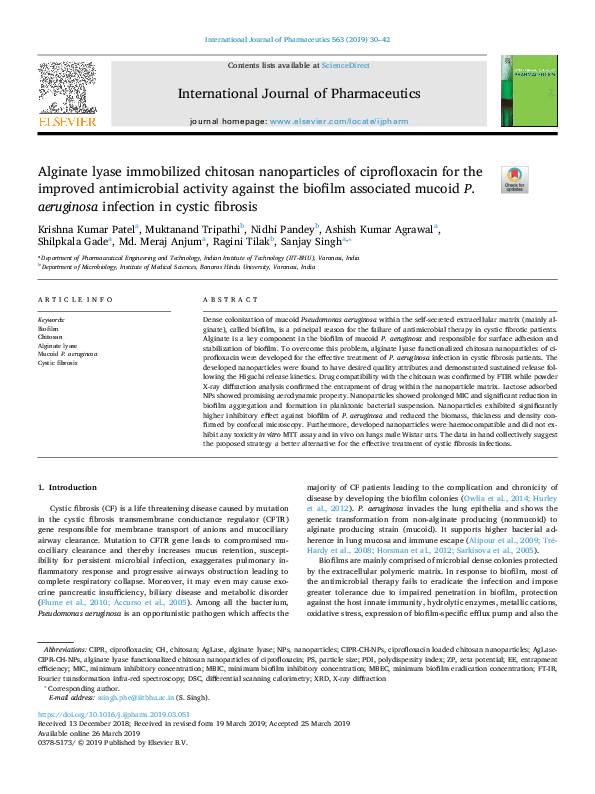 (PDF) Alginate lyase immobilized chitosan nanoparticles of ...