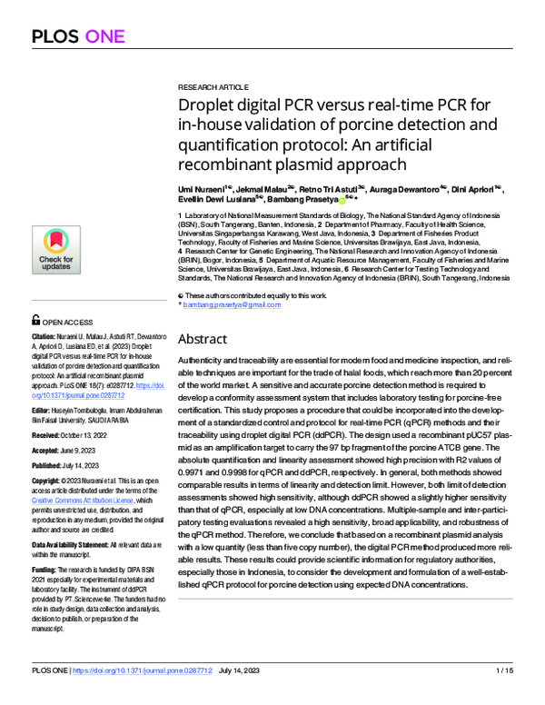 (PDF) Droplet digital PCR versus real-time PCR for in-house validation ...