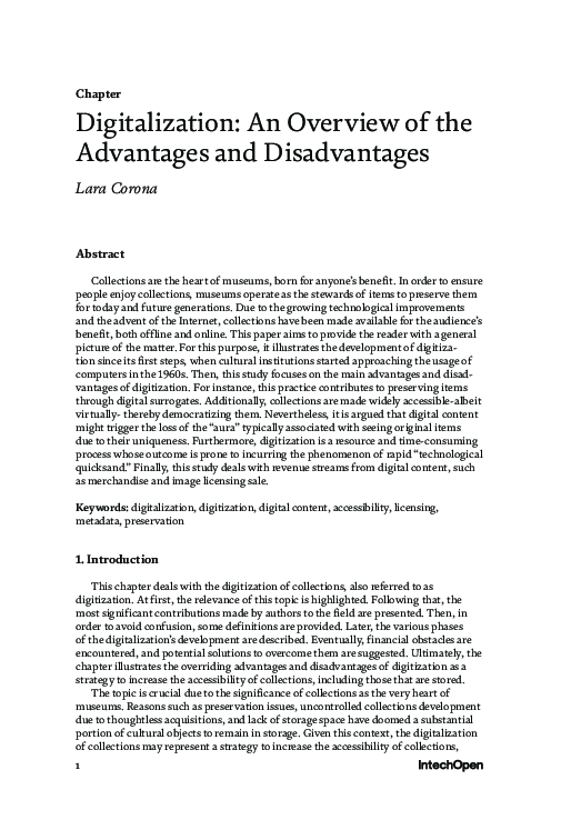(PDF) Digitization An Overview of the Advantages and Disadvantages