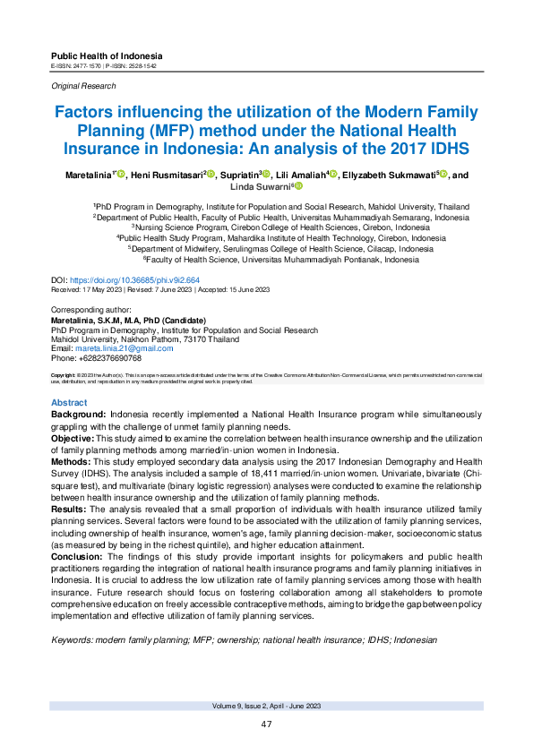 (PDF) Factors influencing the utilization of the Modern Family Planning ...