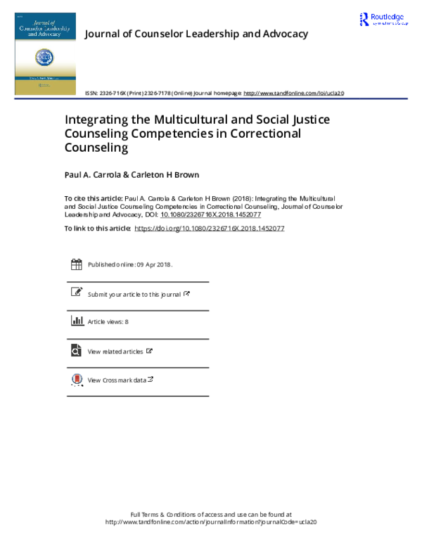 (PDF) Integrating the Multicultural and Social Justice Counseling ...