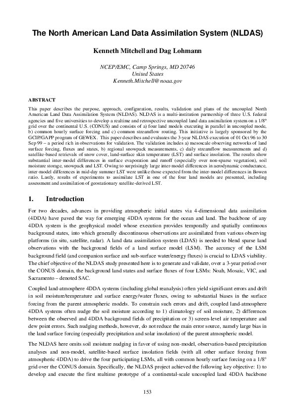 (PDF) Overview and validation work of the North American Land Data ...
