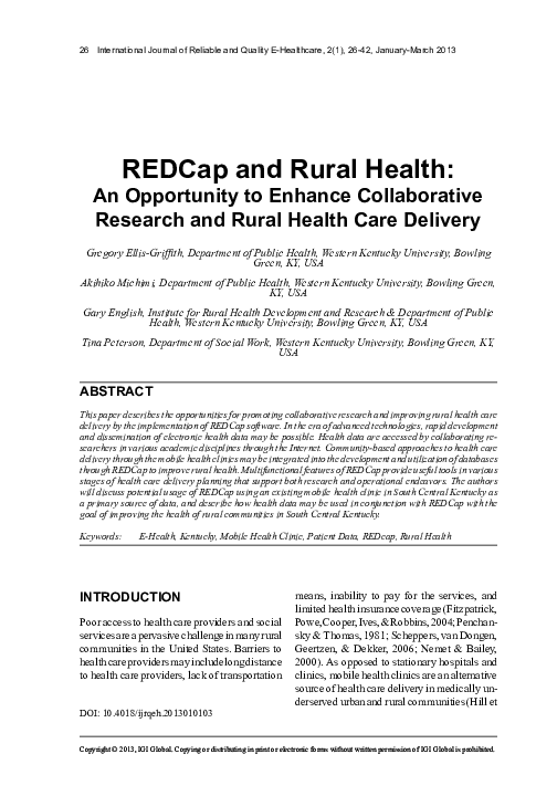 (PDF) REDCap and Rural Health