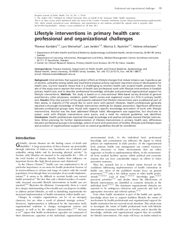 (PDF) Lifestyle interventions in primary health care: professional and ...