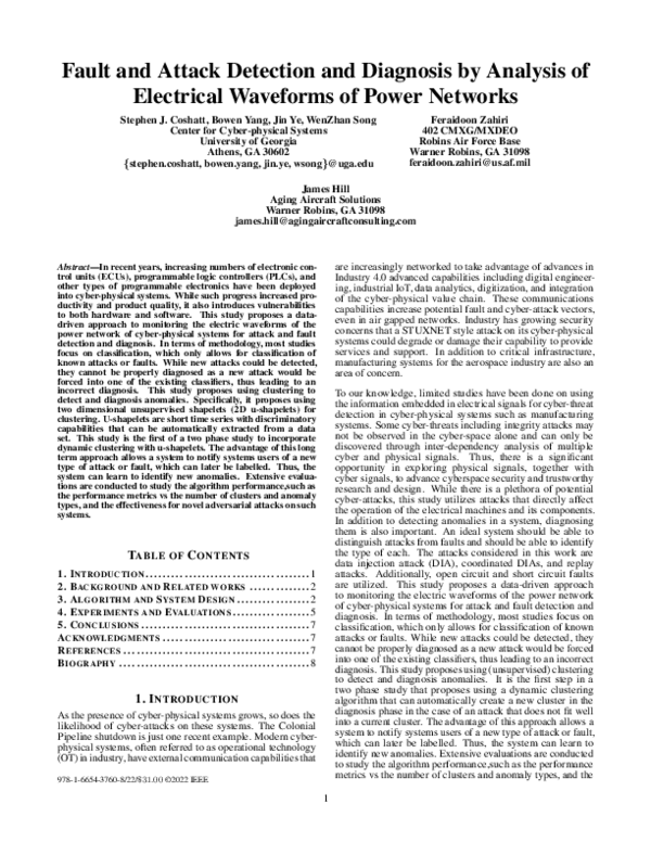 (PDF) Fault and Attack Detection and Diagnosis by Analysis of ...