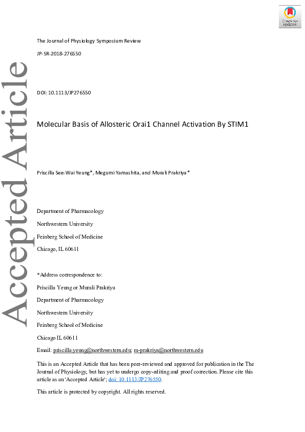 (PDF) Molecular basis of allosteric Orai1 channel activation by STIM1