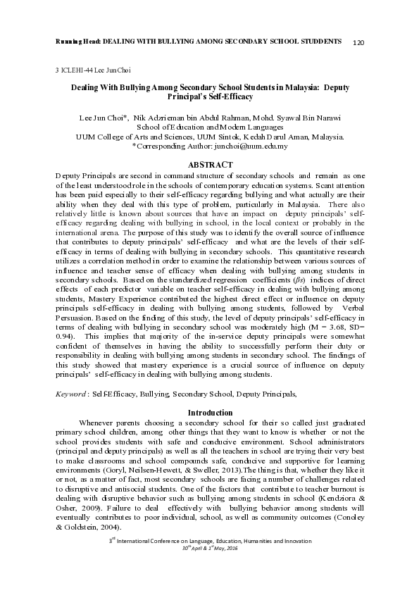 (PDF) Dealing With Bullying Among Secondary School Students in Malaysia ...