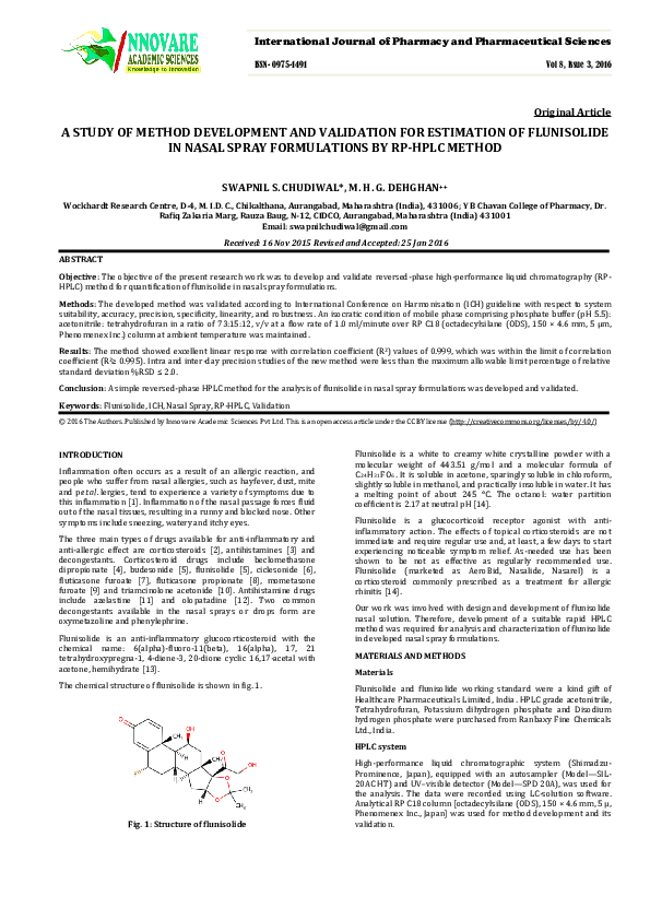 (PDF) A STUDY OF METHOD DEVELOPMENT AND VALIDATION FOR ESTIMATION OF ...