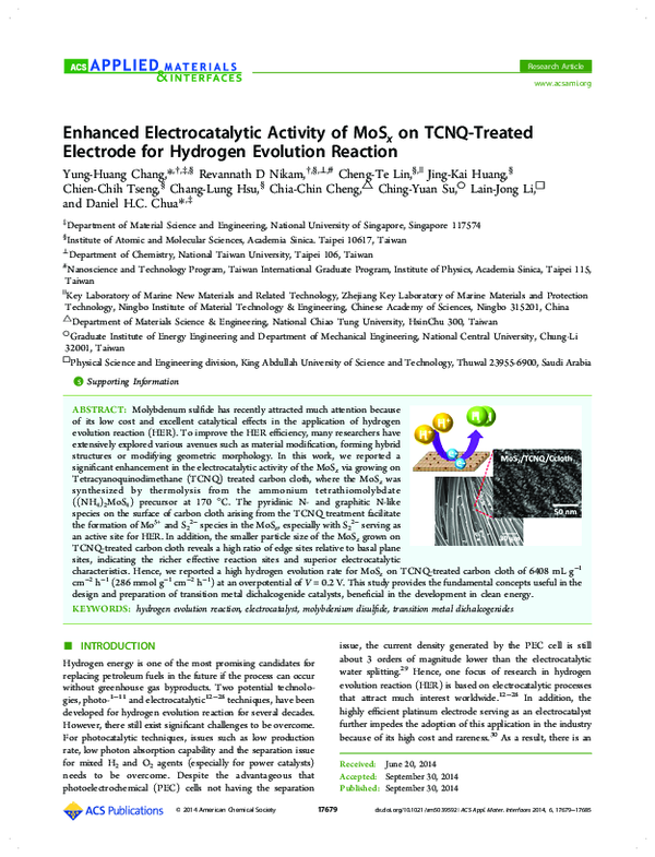 (PDF) Enhanced Electrocatalytic Activity of MoSx on TCNQ-Treated ...