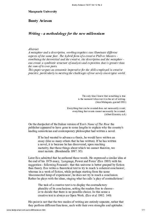 pdf writing a methodology for the new millennium