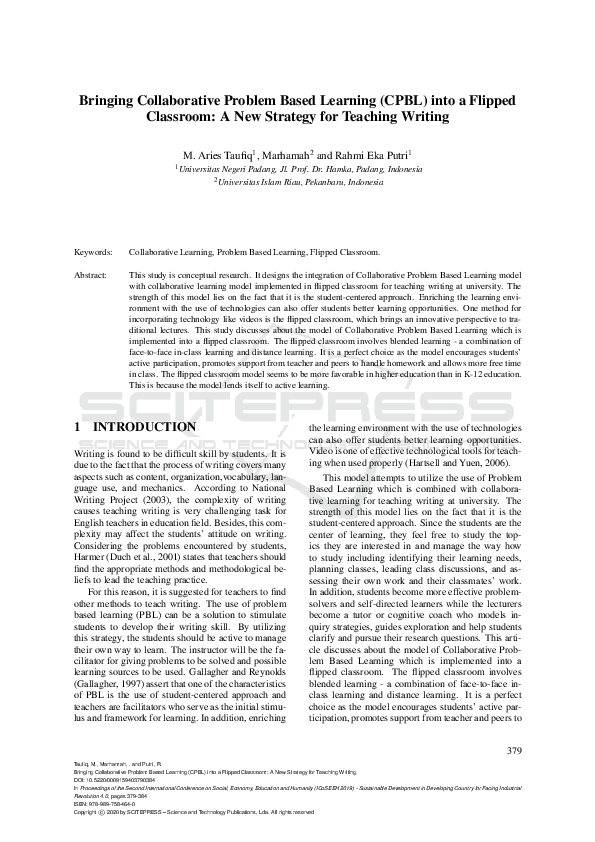 (PDF) Bringing Collaborative Problem Based Learning (CPBL) into a ...