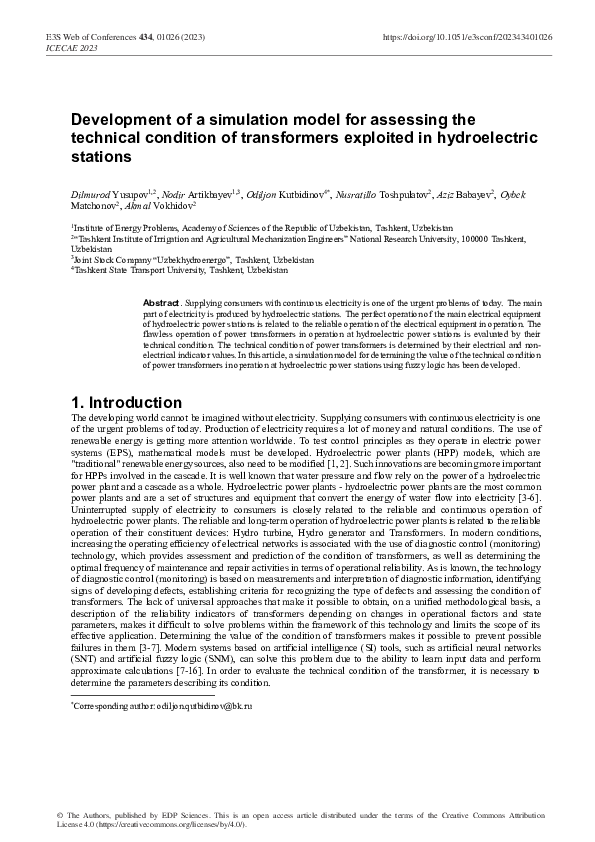 (PDF) Development of a simulation model for assessing the technical ...
