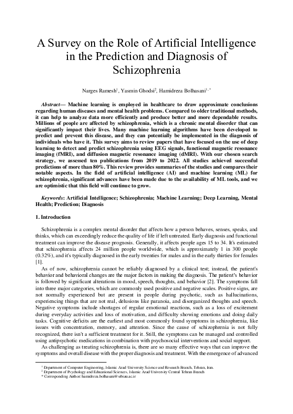 (PDF) A Survey on the Role of Artificial Intelligence in the Prediction ...
