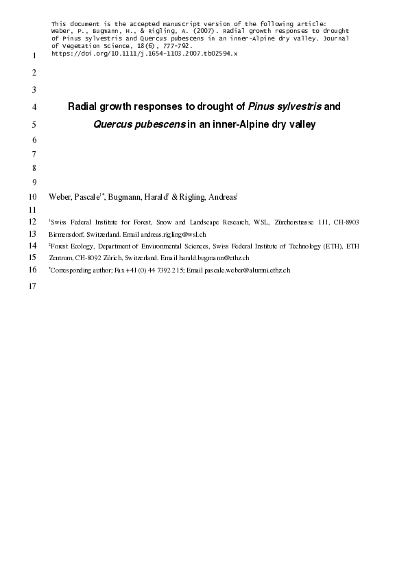 (PDF) Radial growth responses to drought of Pinus sylvestris and ...