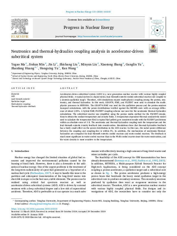 (PDF) Neutronics and thermal-hydraulics coupling analysis using the ...