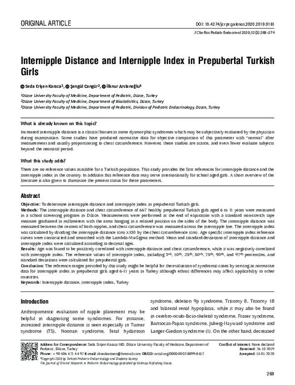 (PDF) Internipple Distance and Internipple Index in Prepubertal Turkish ...