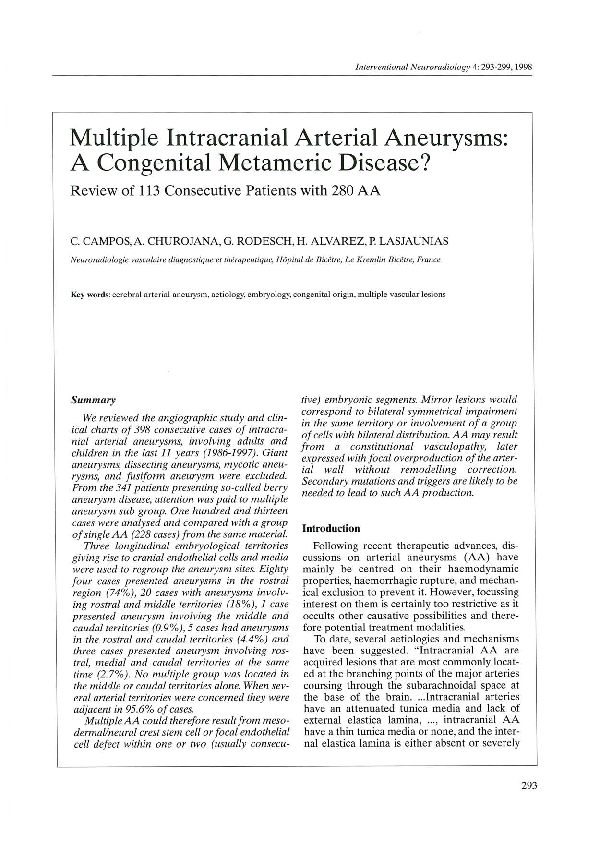 (PDF) Multiple Intracranial Arterial Aneurysms: A Congenital Metameric ...