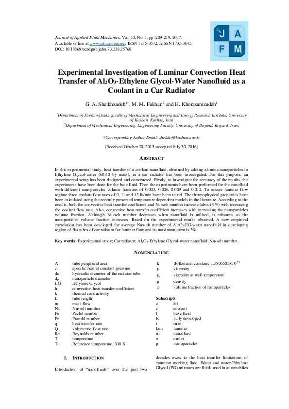 (PDF) Experimental Investigation of Laminar Convection Heat Transfer of ...