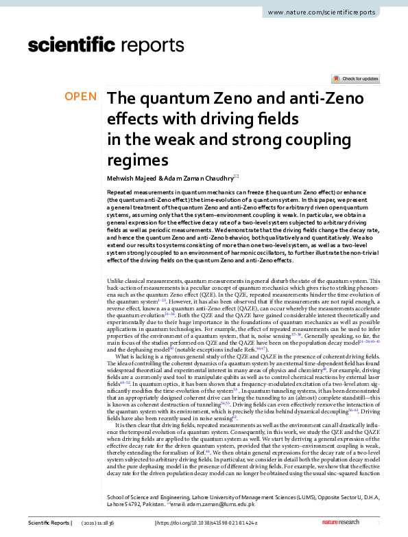 (PDF) The quantum Zeno and anti-Zeno effects with driving fields in the ...