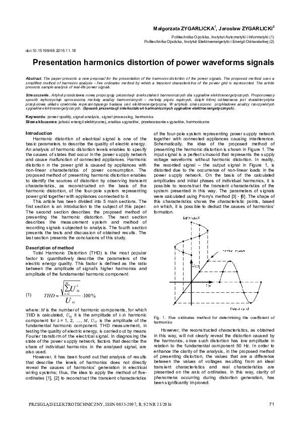 (PDF) Presentation harmonics distortion of power waveforms signals
