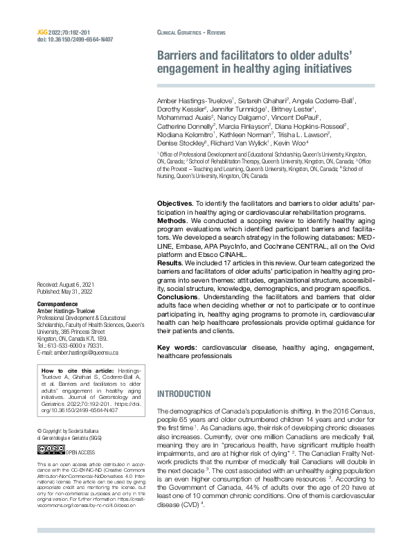 (PDF) Barriers and facilitators to older adults’ engagement in healthy ...