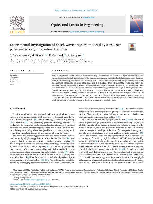 (PDF) Experimental investigation of shock wave pressure induced by a ns ...